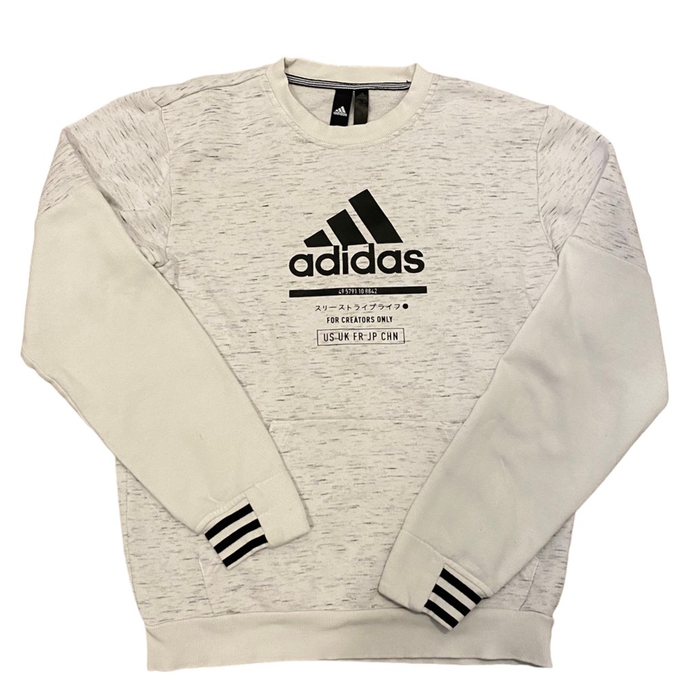 Men's Adidas For Creators Only Sweat Shirt Longsleeve Heather/White Size Small S